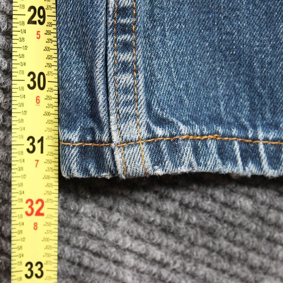 Levi’s Jeans Mens 33x32 Blue 527 Slim Bootcut Distressed Frayed Hem - Picture 11 of 12